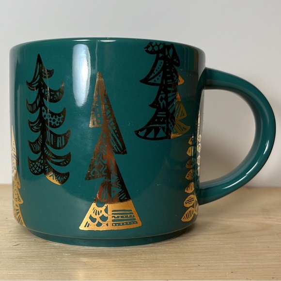 STARBUCKS - Green and Gold Tree Mug - Picture 2 of 6